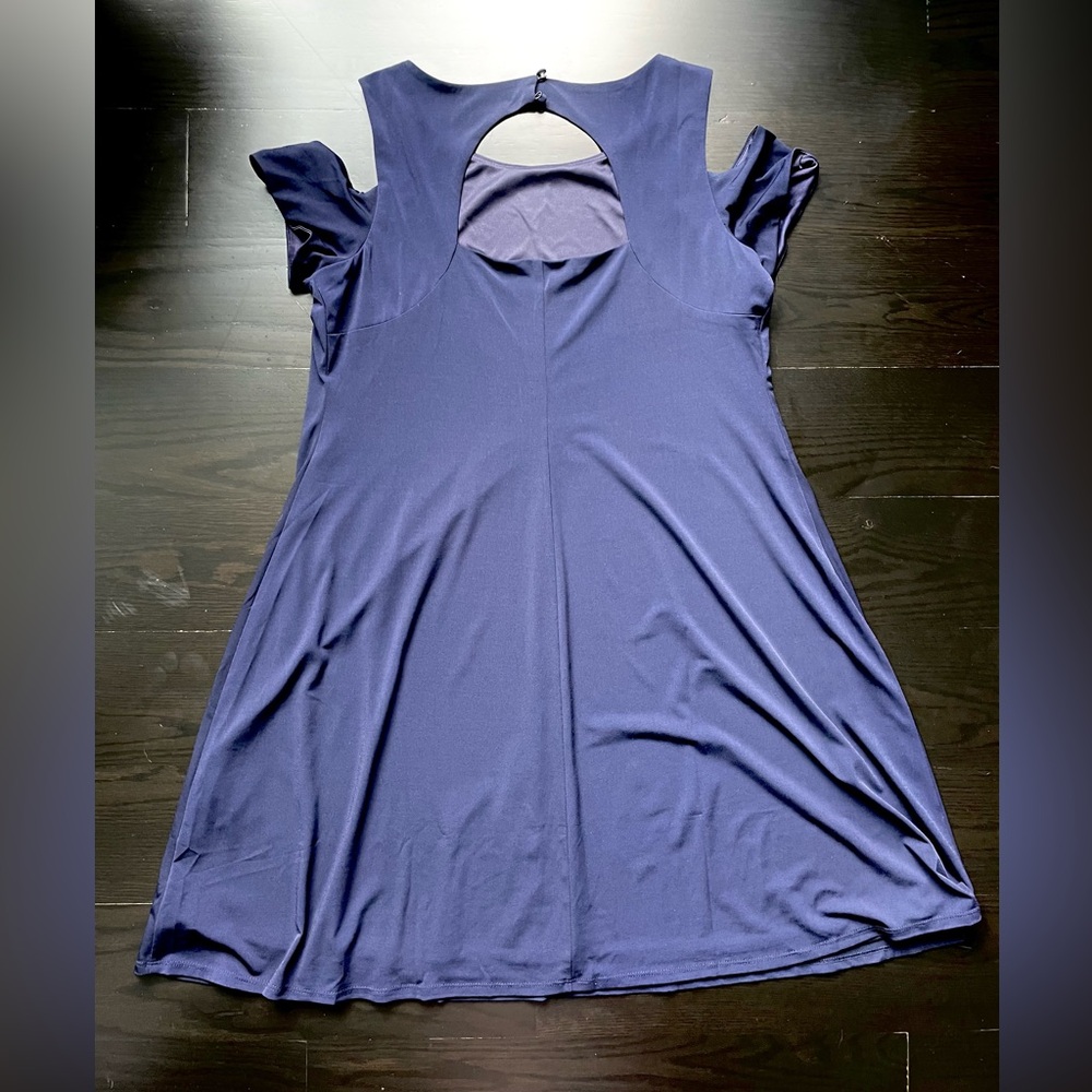 Navy blue cold shoulder dress